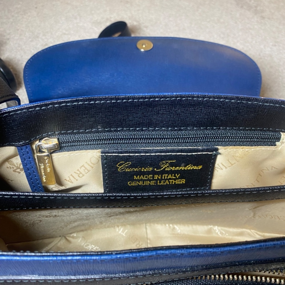Navy Blue Cuoieria Fiorentina leather Crossbody Bag Italy - Picture 14 of 16